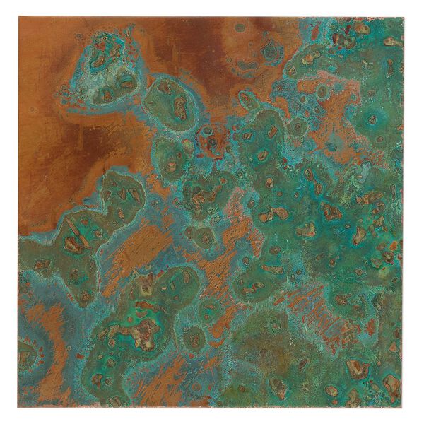 Sheet, Lillypilly, copper, verde patina, 3-inch single-sided square, 36 gauge. Sold individually. image number 0