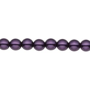 Bead, Czech pearl-coated glass druk, opaque royal purple, 6mm round. Sold per 15-1/2" to 16" strand.