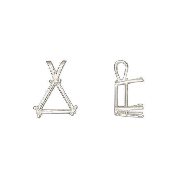 Pendant, Sure-Set™, sterling silver, 10mm with 6-prong triangle basket setting. Sold individually. image number 0