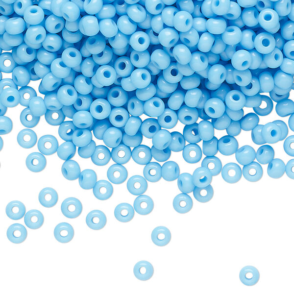 Seed bead, Preciosa Ornela Czech glass, pkg/500g, #8 rocaille, opaque sky blue, (63020). image number 0