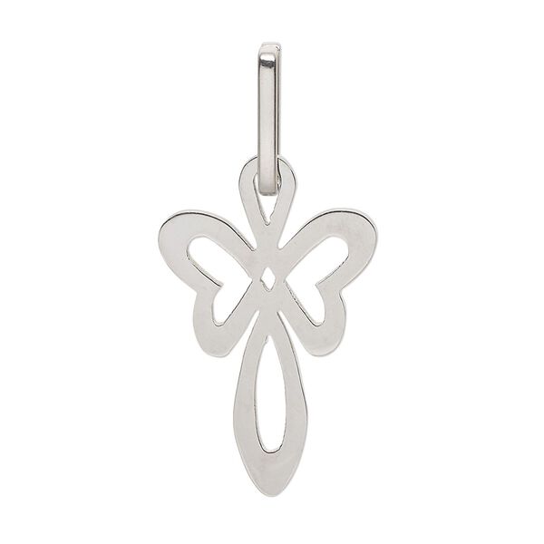 Pendant, Everyday Jewelry, stainless steel, 28x17.5mm butterfly. Sold Individually. image number 0