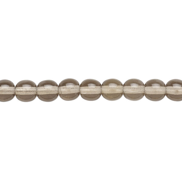 Bead, Czech glass druk, transparent smoke, 6mm round. Sold per 15-1/2" to 16" strand. image number 0