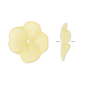 Component, acrylic, translucent frosted yellow, 20x5mm flower. Sold per pkg of 100.