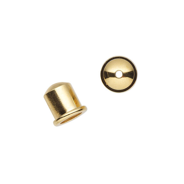 Cord end, TierraCast®, "Maker's" collection, gold-plated brass, 9mm cupola, 5.8mm inside diameter. Sold per pkg of 2. image number 0