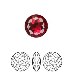 Round stone 1pk scarlet foil back, Crystal Passions® 14mm fancy round 1383