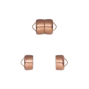 Clasp magnetic 1pkg1, 8.6x7.7mm barrel, copper Mag-Lok® 1-strand