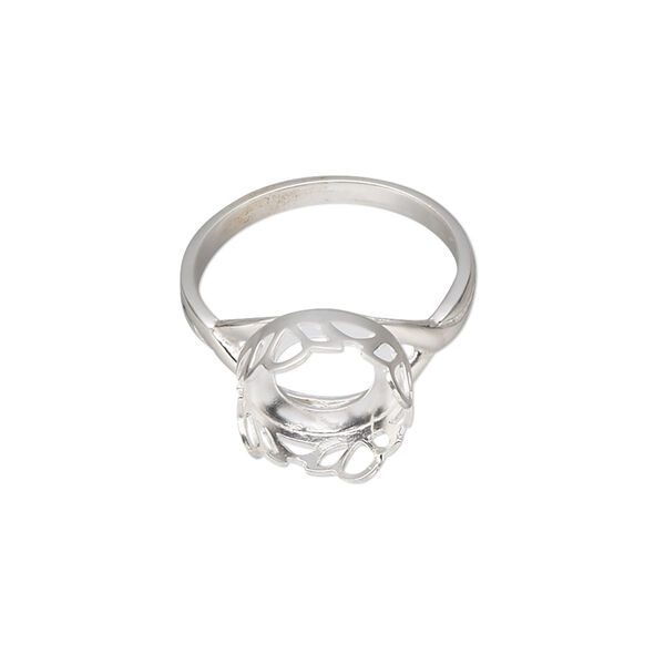 Ring, sterling silver, 11mm round with 10mm round cabochon bezel setting, size 7. Sold individually. image number 0