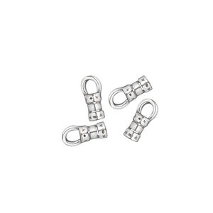 Crimp end 1pkg4 silver-plated pewter, 5x3mm tube / loop / 1.7mm inside diameter, antiqued / JBB Findings