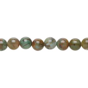 Green "opal" 1pkg1, round bead natural 15.5-16 inch 6mm