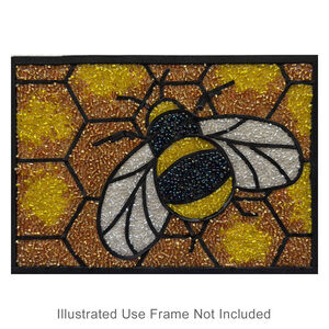 Sabrina Frey Bead Mosaic™ Starter Kit, glass / medium-density fiberboard / glue, pkg/1, multicolored, 5x7 inches with "honeybee" design.