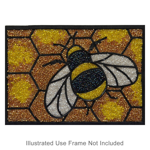Sabrina Frey Bead Mosaic™ Starter Kit, glass / medium-density fiberboard / glue, pkg/1, multicolored, 5x7 inches with "honeybee" design. image number 0