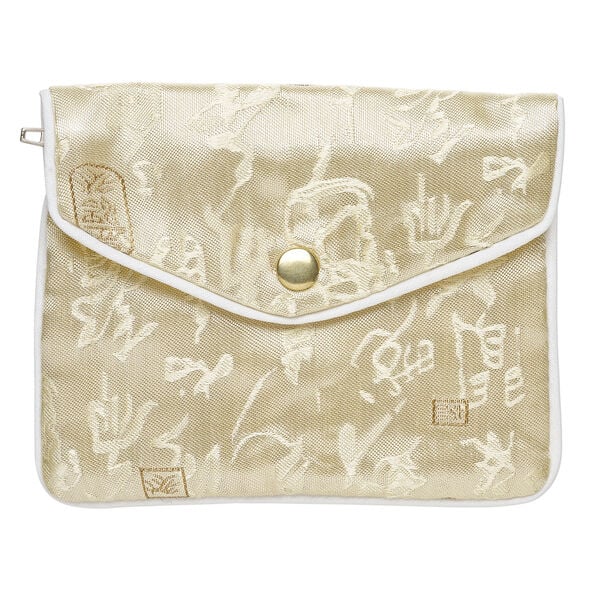 Pouch 1pkg3 silver-finished steel and rayon brocade, multicolored, 4.75x4-inch floral pattern. image number 1