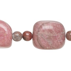 Rhodonite 1pkg1, nugget / round bead natural 6 inch medium / 6mm