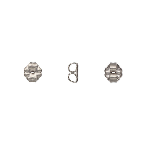 Earnut, titanium, 6x5.5mm flower round. Sold per pkg of 5 pairs. image number 0