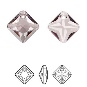 Drop 1pk light amethyst, Crystal Passions® 16mm pendant princess cut 6431