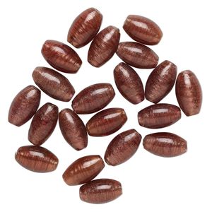 Bead, lampworked glass, translucent dusty rose, 25x14mm oval with copper-colored glitter. Sold per pkg of 20.