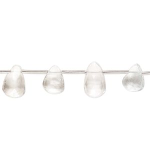 White topaz 1pkg20, hand-cut top-drilled faceted puffed teardrop bead 9x5mm-11x7mm