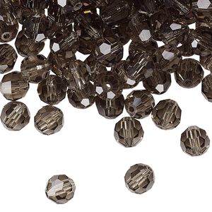 Bead 24pk black diamond, Preciosa Czech crystal 6mm round