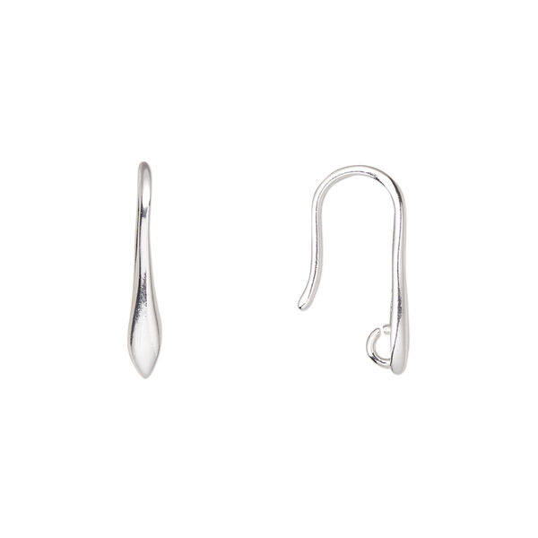Ear wire, Amoracast®, sterling silver, 18mm marquise with hidden loop. Sold per pair. image number 0