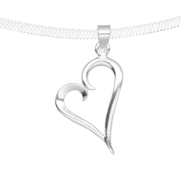 Pendant, sterling silver, 25x16mm fancy open heart. Sold individually. image number 0