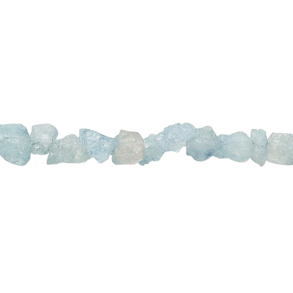 Bead, aquamarine (dyed / heated), mini rough nugget, Mohs hardness 7-1/2 to 8. Sold per 15-1/2" to 16" strand. image number 0