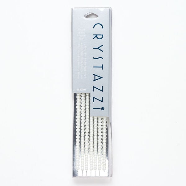Bead, crystal pearl 1pkg290, white, 4mm round. image number 0