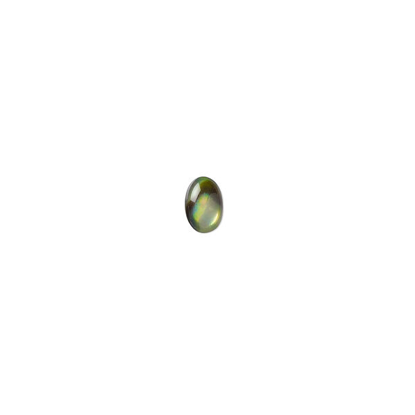 Cabochon, paua shell (coated), 6x4mm calibrated oval, Mohs hardness 3-1/2. Sold per pkg of 10. image number 0