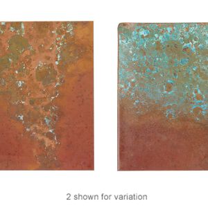 Sheet, Lillypilly, copper, rojo patina, 3-inch single-sided square, 36 gauge. Sold individually.