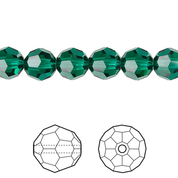 Bead 12pk emerald, Crystal Passions® 8mm round 5000 image number 0