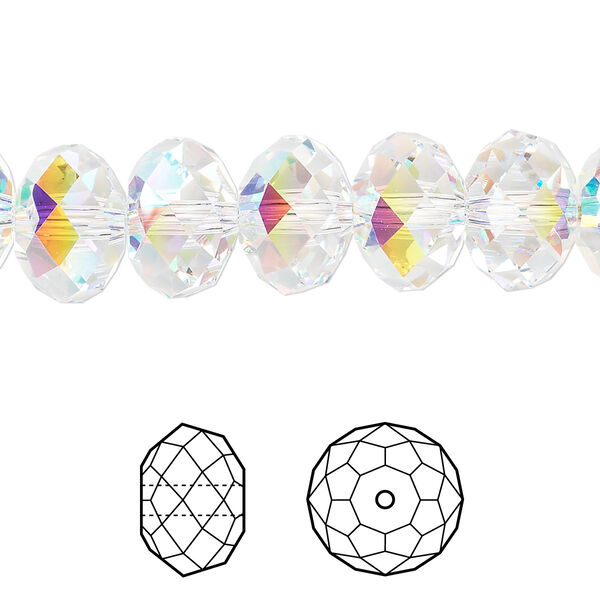 Bead 12pk crystal AB, Crystal Passions® 12x8mm rondelle 5040 image number 0