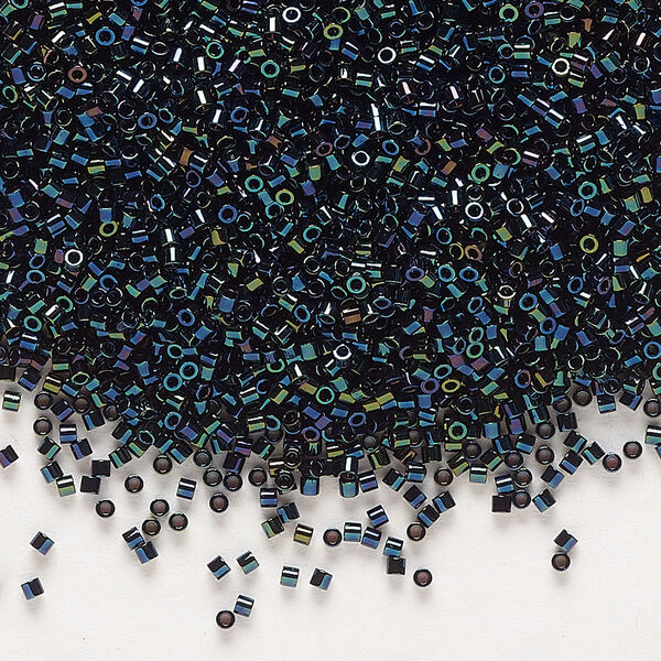 Seed bead, Delica®, glass, pkg/250g, #15 round, opaque metallic iris dark blue (DBS-0002). image number 0