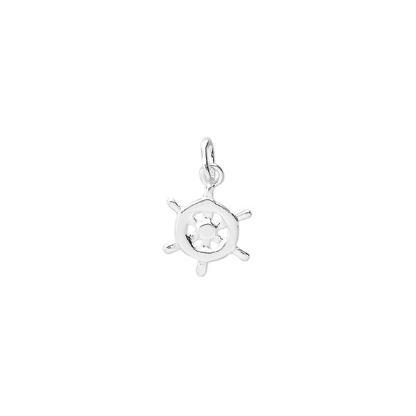Charm. sterling silver, 9mm wheel. Sold per pkg of 4. image number 0