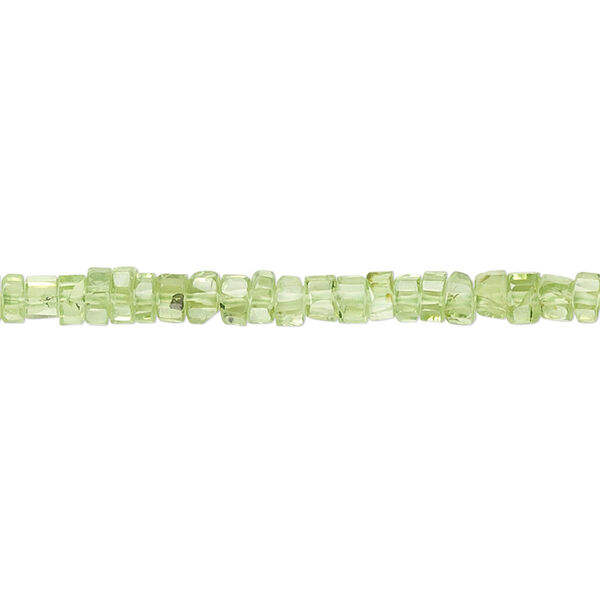 Peridot 1pkg1, hand-cut faceted heishi bead natural C grade, 15.5-16 inch 4x2mm image number 0