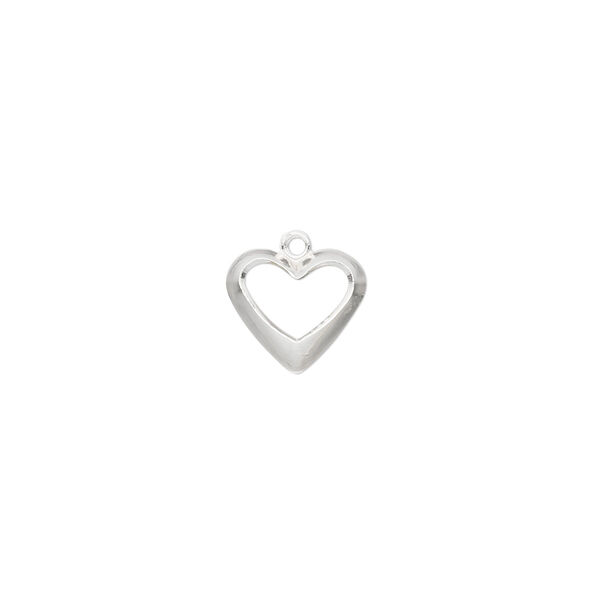 Charm, sterling silver, 10x9mm open heart. Sold individually. image number 0