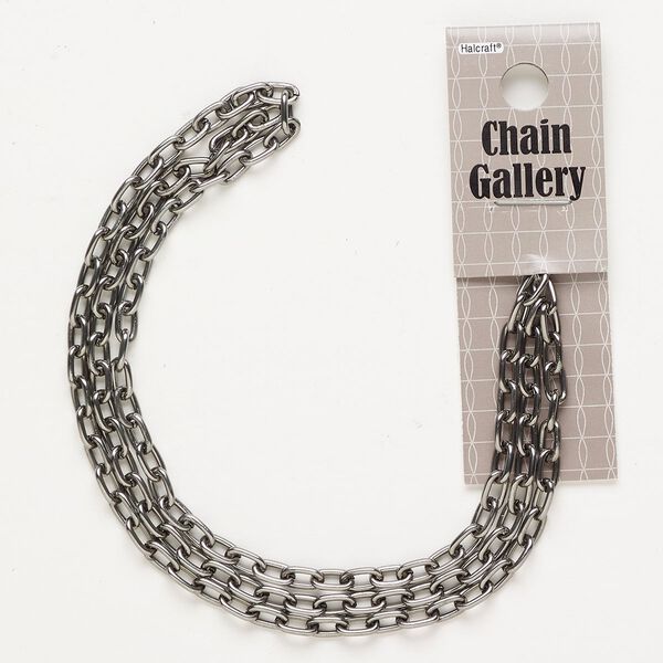 Chain aluminum / enamel 1pkg1 4.2mm oval rolo, chrome 22 inches image number 0