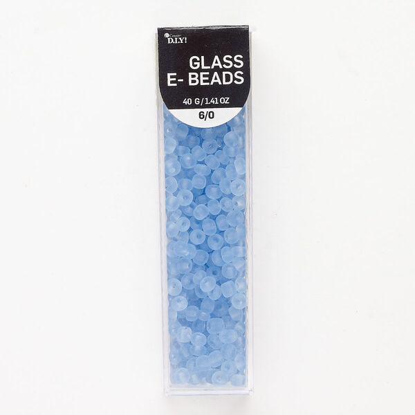 Glass 1pkg1, #6 round seed bead translucent frosted sky blue 40g image number 0
