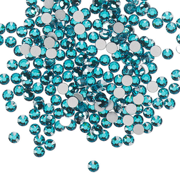 Flat back, Dance With Me™ crystal rhinestone, blue zircon, foil back, 2.7-2.9mm rose, SS10. Sold per pkg of 144 (1 gross). image number 0