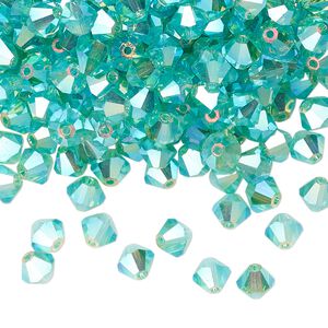 Bead 144pk Caribbean Sea AB 2X, Preciosa Czech crystal 5mm bicone