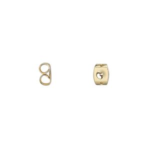 Earnut 1pkg100 gold-plated, 6x5mm, stainless steel 50 pair