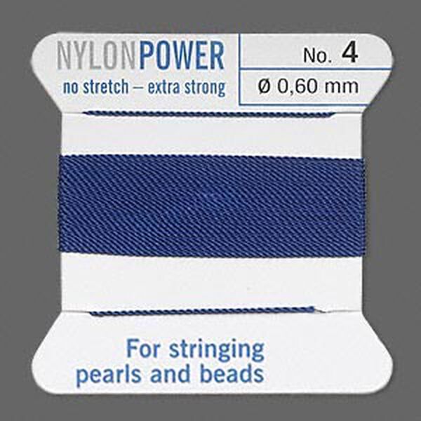 Thread, Griffin, nylon, dark blue, size #4. Sold per 2-meter card (approximately 78 inches). image number 0