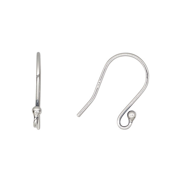 Ear wire, antiqued sterling silver, 18mm fishhook with 2.5mm ball and open loop, 19 gauge. Sold per pkg of 5 pairs. image number 0