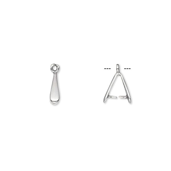 Bail, ice-pick, antiqued sterling silver, 9x2mm teardrop, 5mm grip length. Sold per pkg of 2. image number 0