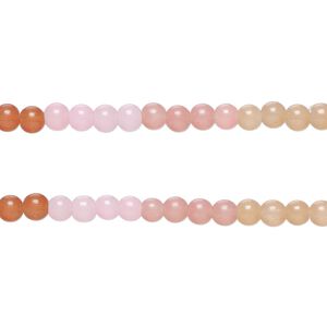 Bead, glass, translucent mixed pinks and peaches, 8-8.5mm round. Sold per pkg of (2) 7-inch strands, approximately 50 beads.