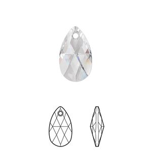 Drop 144pk crystal, Swarovski® 16x9mm pendant pear 6106