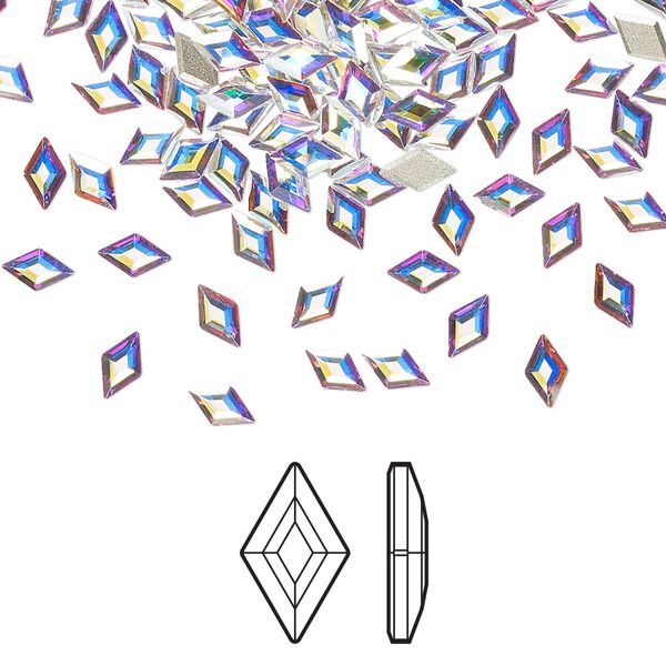 Flat back 6pk crystal AB foil back, Crystal Passions® 5x3mm diamond 2773 image number 0