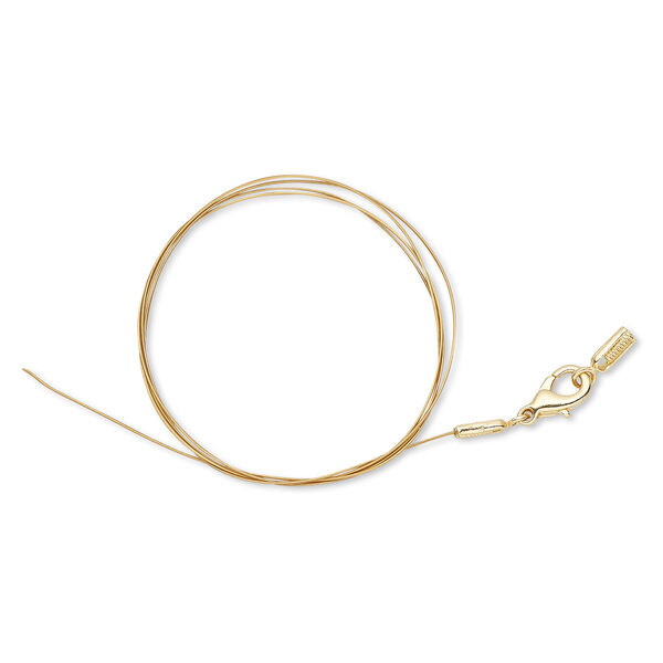 Necklace component, gold-plated steel and brass, 7 strand, 0.015-inch diameter, 20 inches with lobster claw clasp and crimp end. Sold individually. image number 0