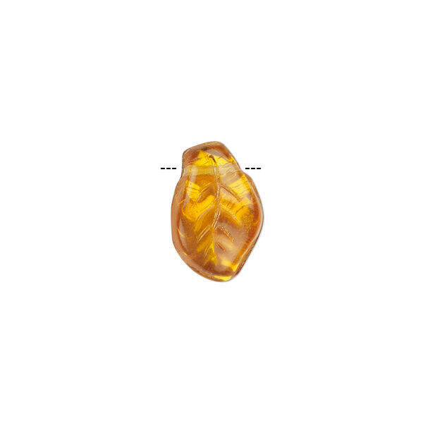 Bead, Czech pressed glass, honey AB, 14x9mm top-drilled leaf. Sold per 15-1/2" to 16" strand, approximately 60 beads. image number 0