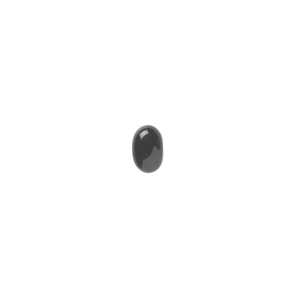 Cabochon, black onyx (dyed), 6x4mm calibrated oval, B grade, Mohs hardness 6-1/2 to 7. Sold per pkg of 16. image number 0