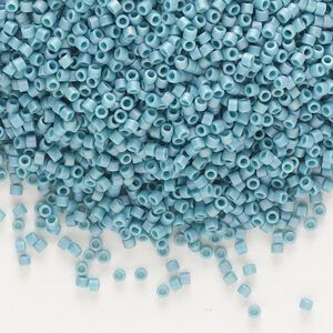 Seed bead, Delica®, glass, pkg/7.5g, #11 round, opaque matte rainbow nile blue (DB-2315).