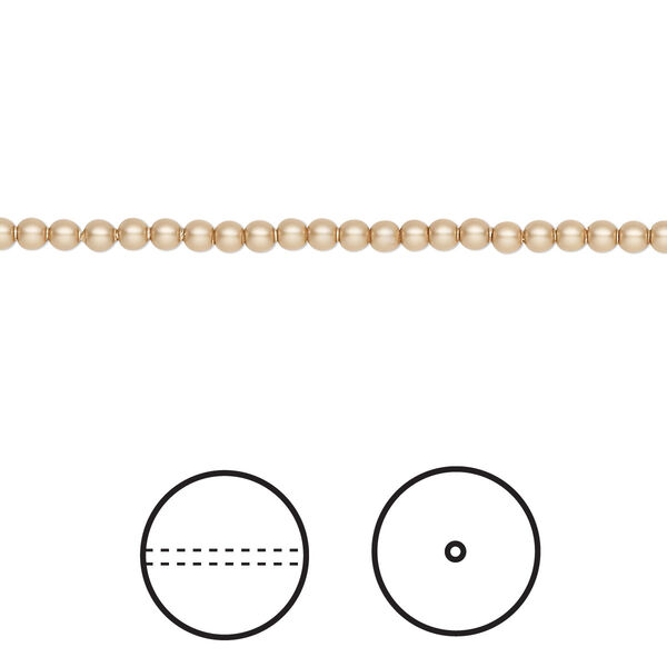 Pearl 100pk vintage gold, Crystal Passions® 2mm round 5810 image number 0